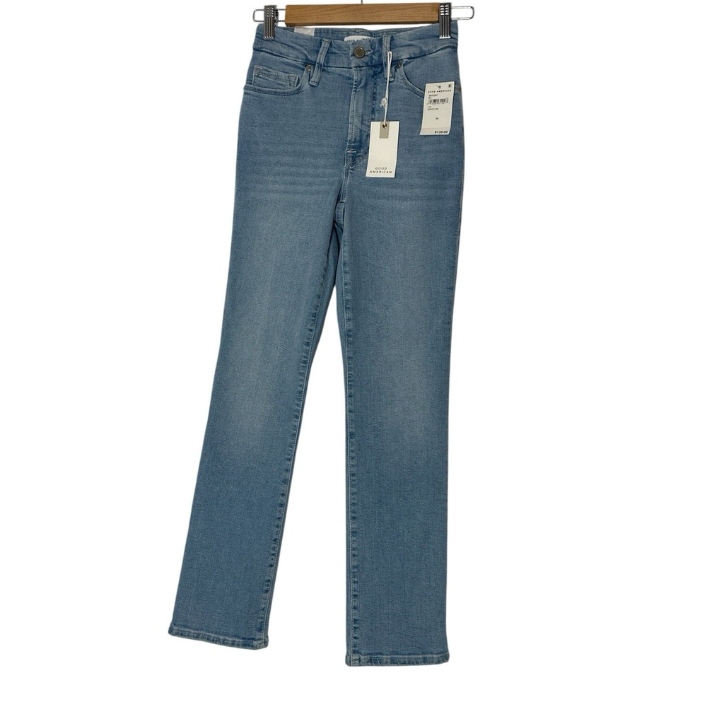 New‎ GOOD AMERICAN Jeans Women's Size 24 Blue Good Legs High Rise Straight